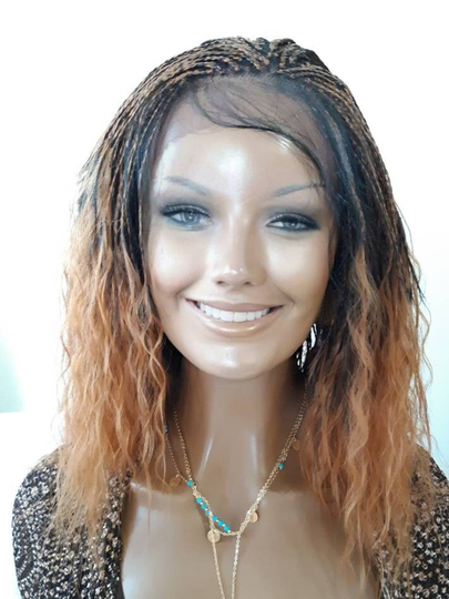 Braided Human Hair Blend Whole Lace Wig