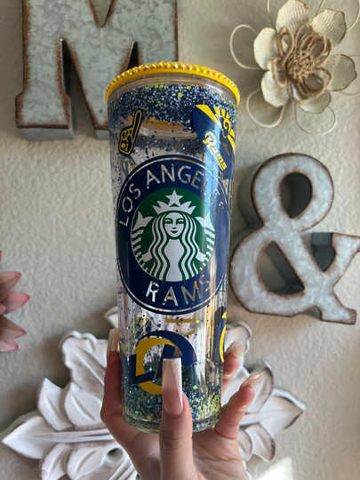 starbucks Rams Tumbler | Los Angeles Glitter Snowglobe Cup