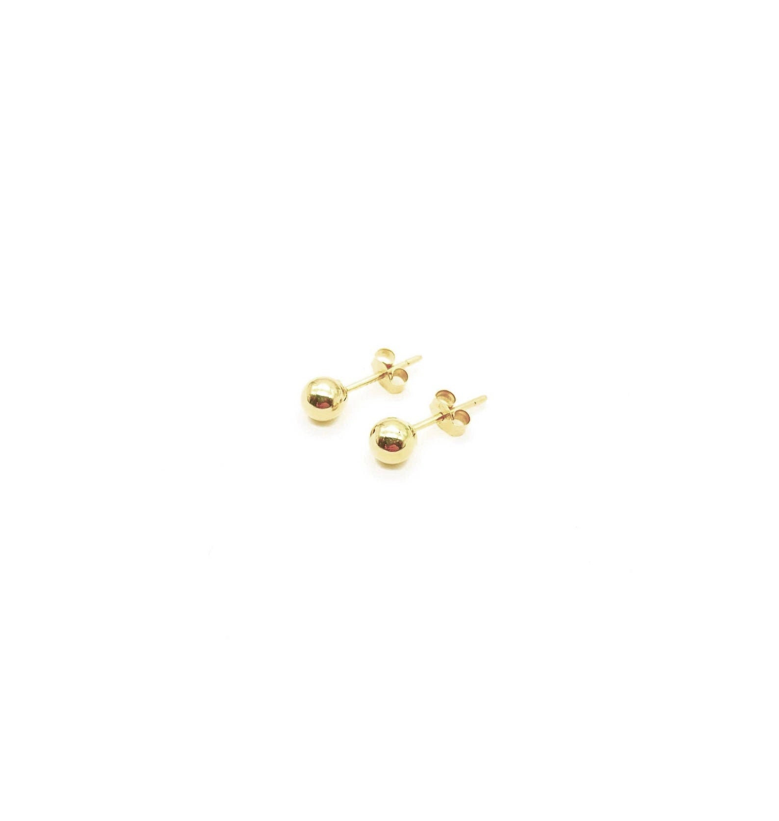 Simple Yellow Gold Studs 18K Italian Earrings Ball Posts Tiny Small Round Minimalist Made in Italy