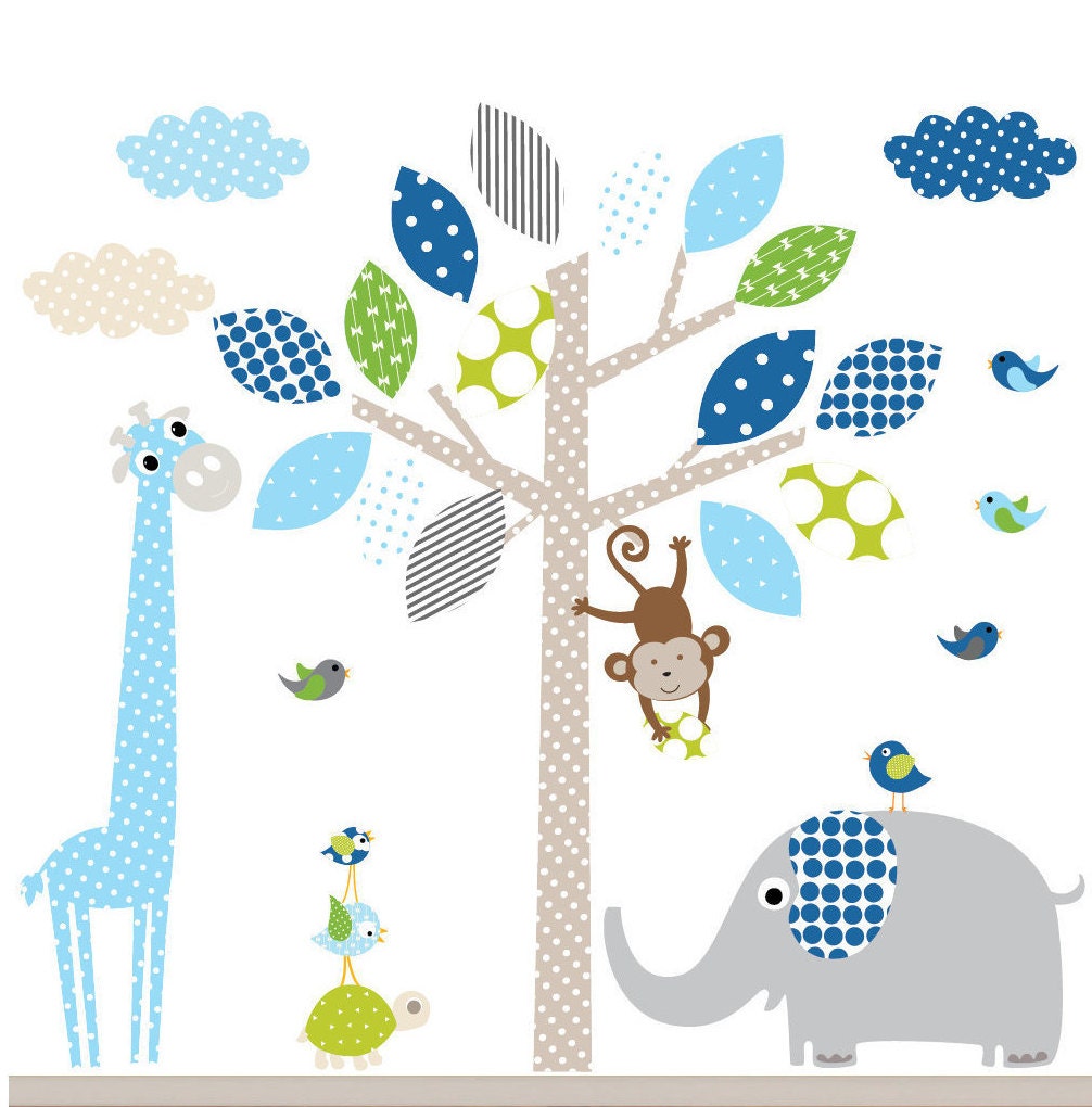 Vinyl Wall Decal Kids Jungle Tree
