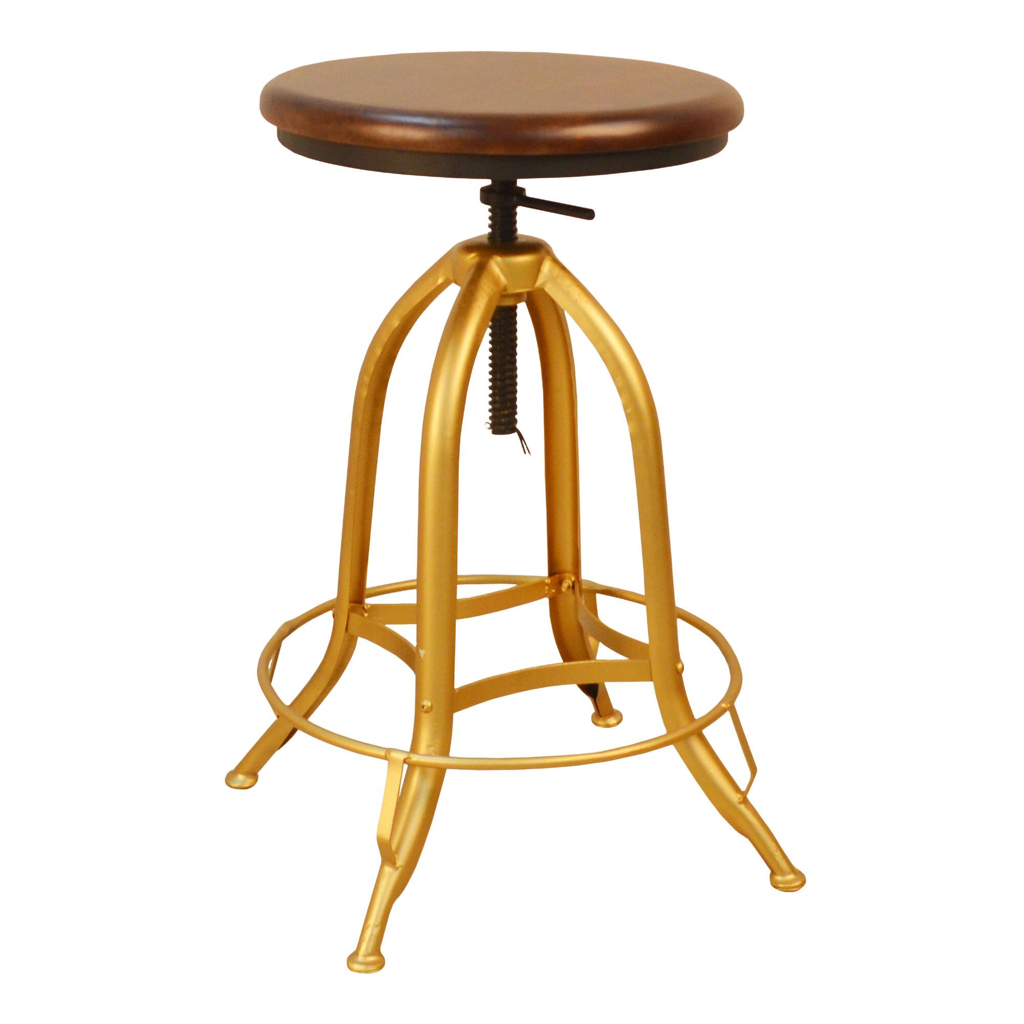 Wood And Gold Holman Adjustable Barstool by World Market