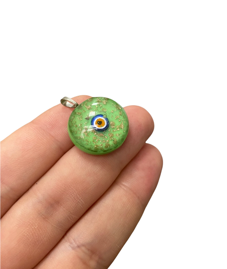 21x22mm Glass Murano Eye Pendant, Artisan Lampwork Beads, Bohemian Pendants, Handblown Necklace Findings, Bj159