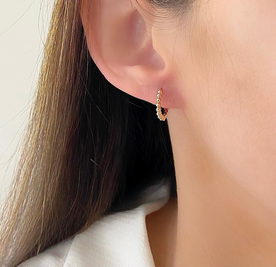 14K Gold Ball Bead Huggies| Women's Hoop Earrings| Minimalist Jewelry| Tiny Hoops|Small Everyday Jewelry