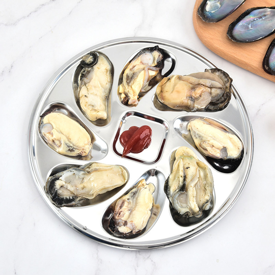 Oysters Dish Convenient Non-slip Stainless Steel 8 Slots Sauce Seafood Oyster Serving Plate for Home