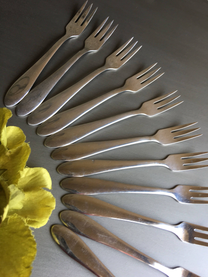 Vintage Stainless Cocktail Forks, Appetizer Forks Steel, Stainless, Metal Utica Windsor