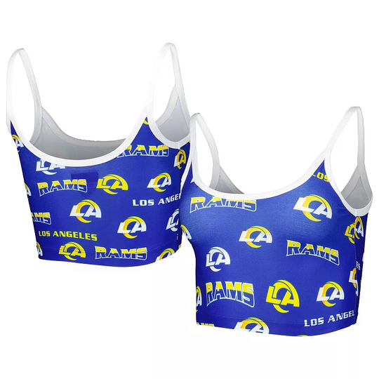 Women's Concepts Sport Royal/White Los Angeles Rams Breakthrough Allover Knit Sports Bra, Size: XL, Blue