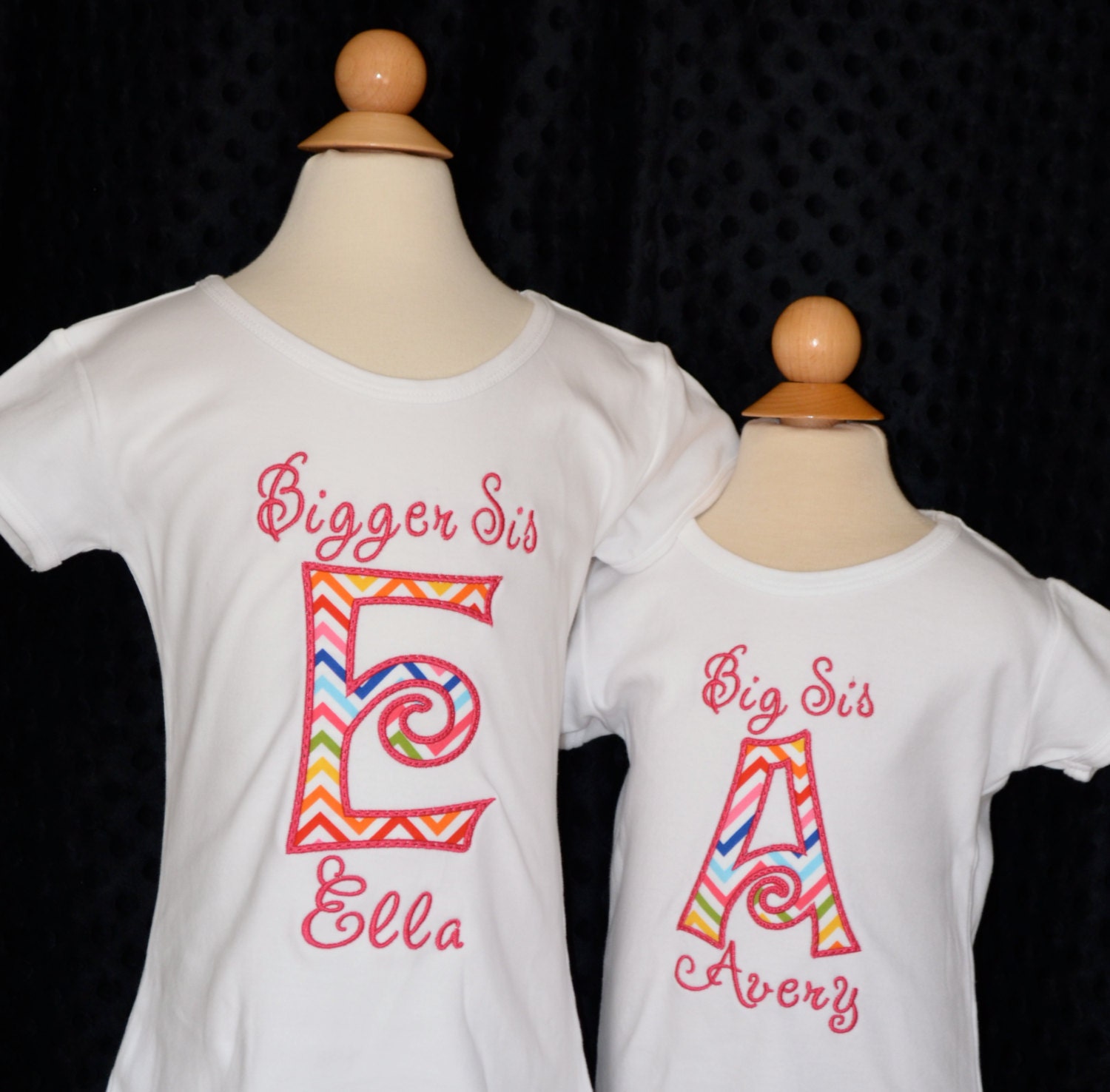 Personalized Big Little Sister Brother Initial Applique Shirt Or Bodysuit Girl Boy