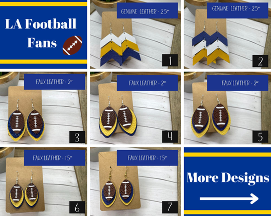 La Football Earrings | Team Colors Leather Royal Blue & Yellow