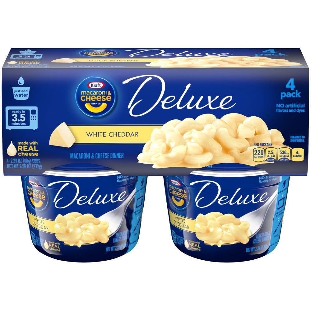 Kraft Deluxe White Cheddar Macaroni & Cheese Dinner - 4 ct