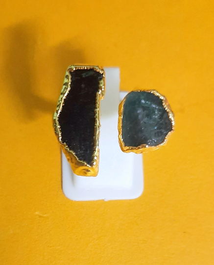 Statement Ring, Apatite Crystal Anniversary Raw Stone Duel Birthstone Green Fluorite Gift For Her
