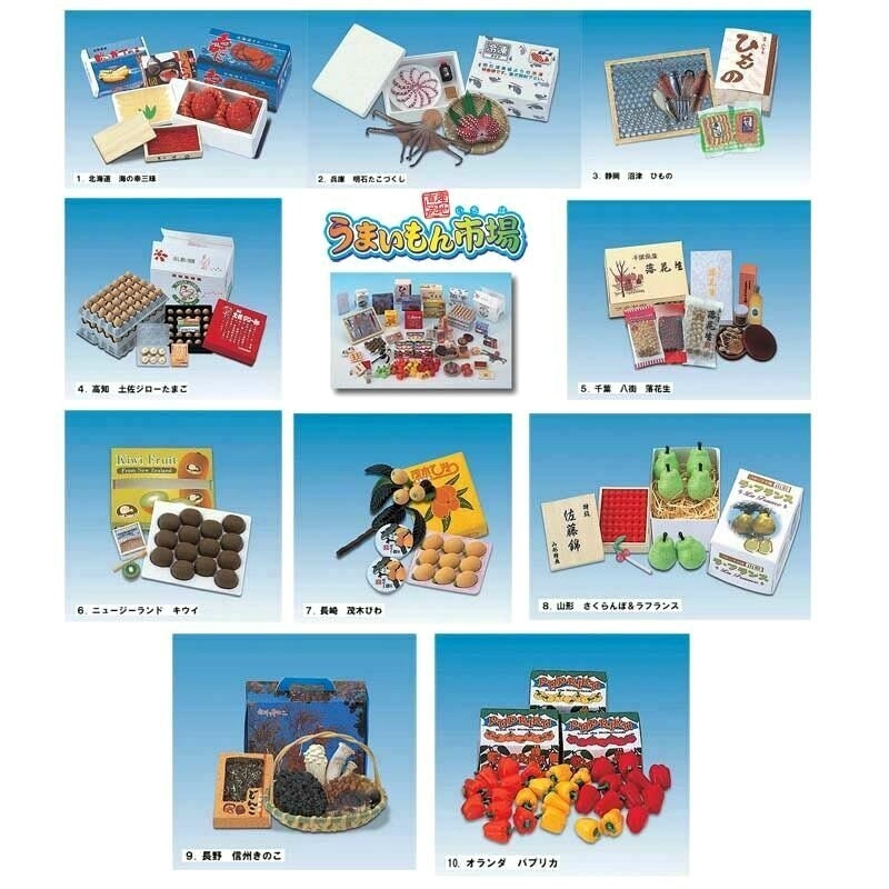1/6 Scale Re-Ment Dollhouse Miniature Japan Air Market -Crab, Octopus, Egg, Peanuts, Dried Fish