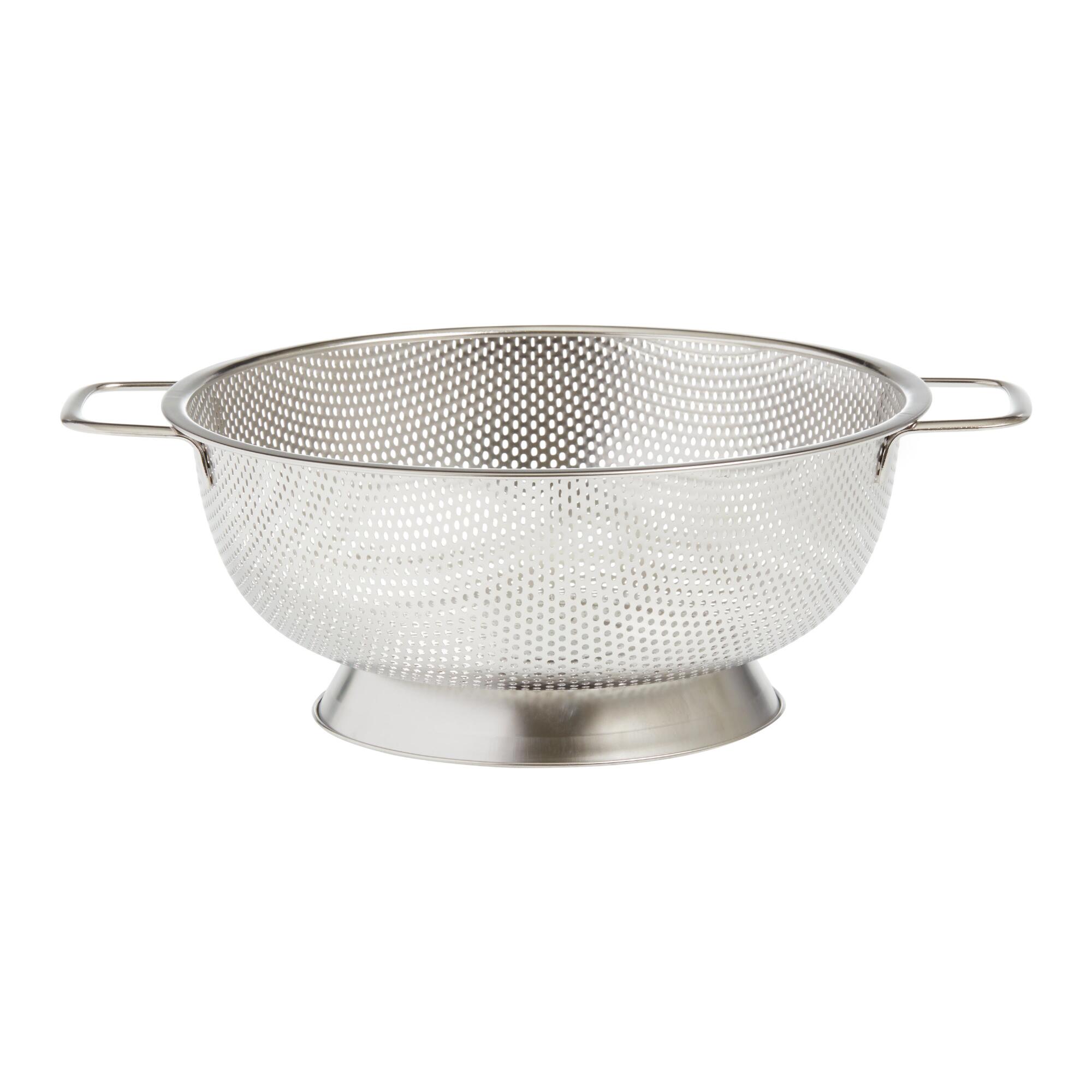 Large Stainless Steel Mesh Footed Colander: Silver by World Market