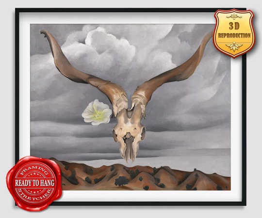 Georgia O'keeffe Ram's Head White Hollyhock Hills Giclee Print Reproduction Painting Large Size Canvas Paper Wall Art Poster Ready To Hang