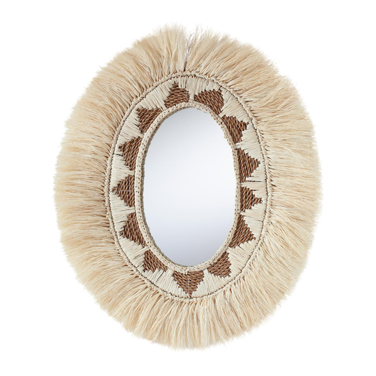 Oval Sisal Fringe Wall Mirror: Natural - Natural Fiber - Medium by World Market