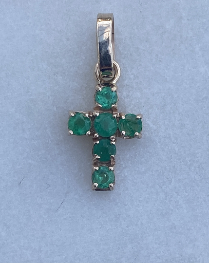 Genuine Colombian Emerald Pendant, Cross Pendant, 14K Gold, Real Natural Emerald, Colombian Art, Muzo Emeralds