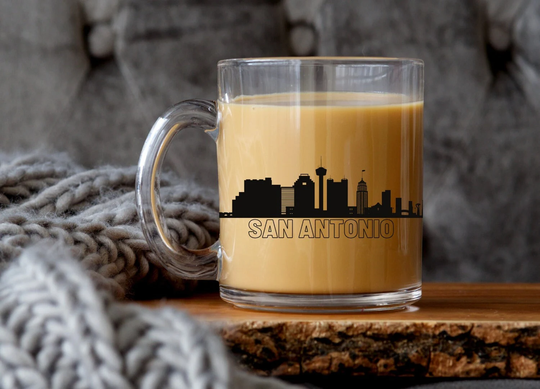 Oversized Glass Mug, San Antonio, Antonio Coffee Skyline, Travel Gift For Him, Her, Housewarming, Gift
