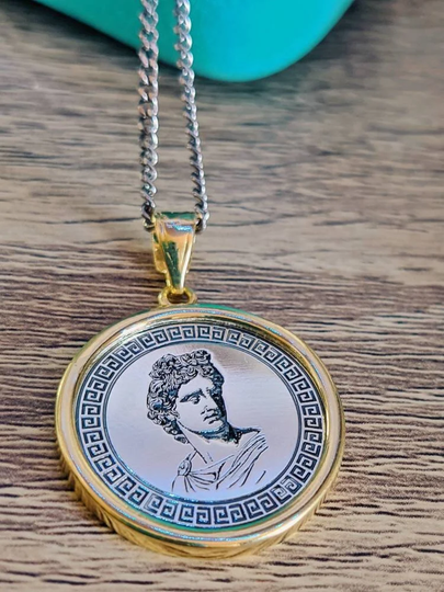 Apollo Greek God Pendant. Silver 925. Handmade By Meanderart. Inspired Ancient Greece. Gold Plated 18K