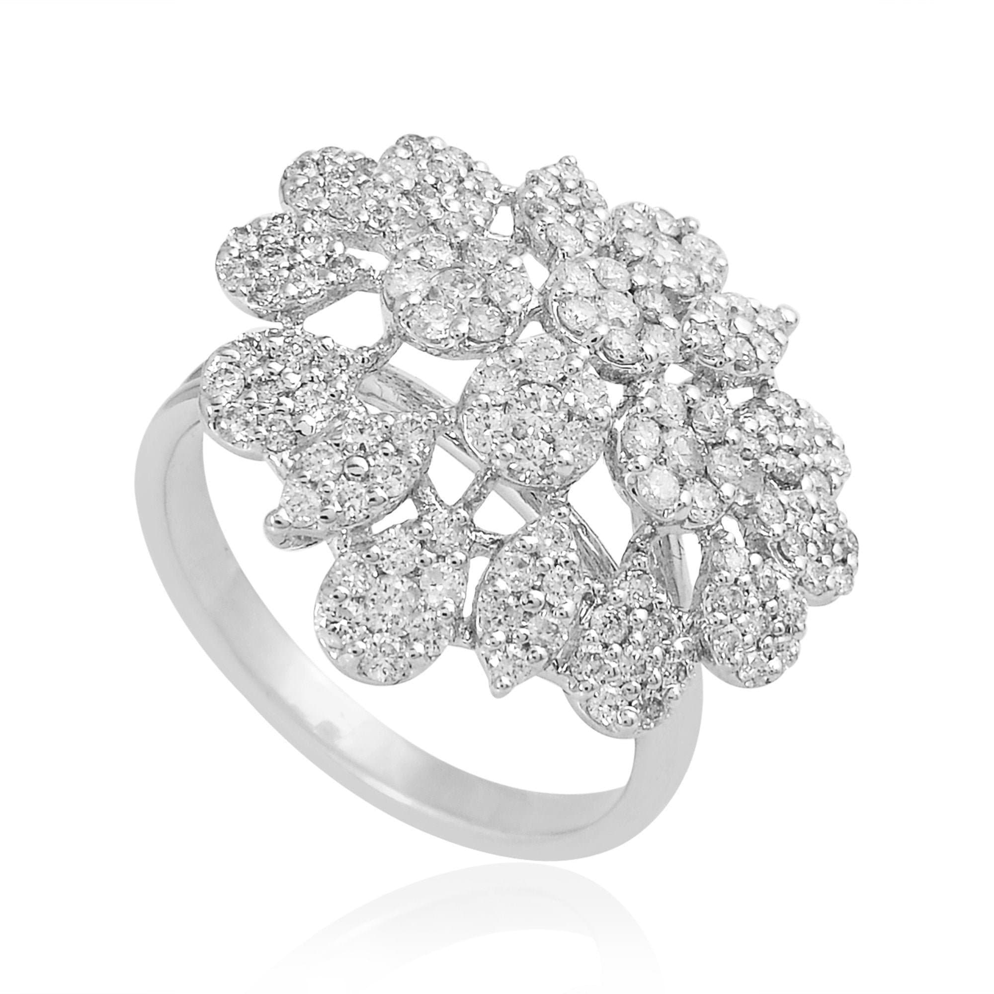 Hi/Si Clarity Diamond Ring, Pave Engagement Cocktail 18K Gold Fine Jewelry
