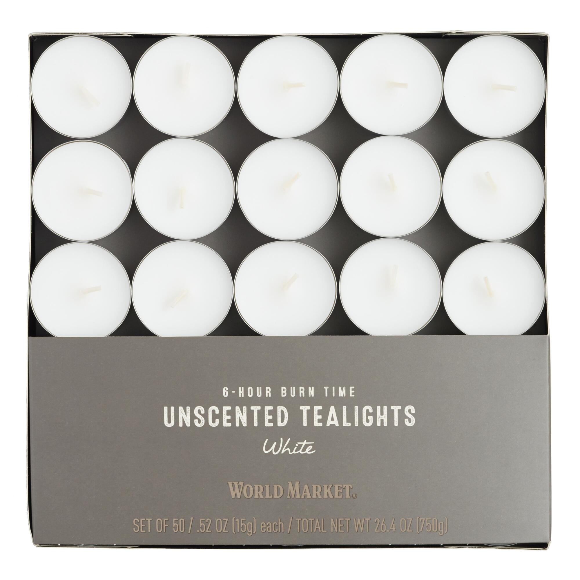 White Long Burning Tealight Candles 50 Pack - Wax by World Market
