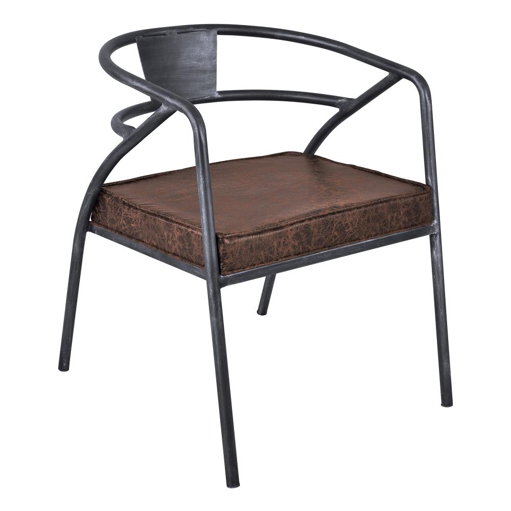 Armen Living Paisley Rustic Polyester/Polyester Blend Upholstered Dining Arm Chair (Metal Frame) in Brown | LCPSCHSBBR