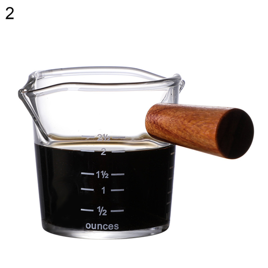 Tousimaii Coffee Cup Creative Healthy Stable Wooden Handle Double Mouth Milk Cup Glass Coffee Mug for Home - 2