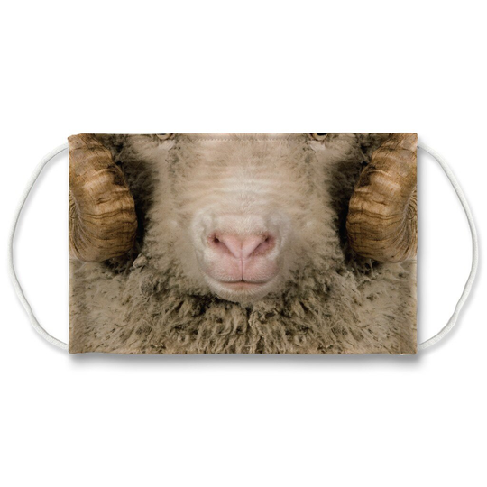 Aries Face | Ram Mask Farm Animal Farmer Goats Funny Goat Sublimation Mouth Nose Cover Reusable Washable