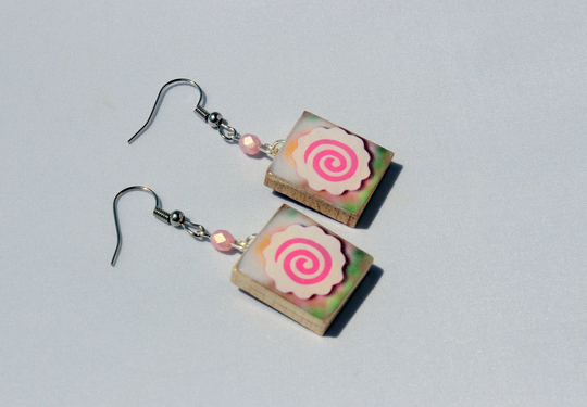 Naruto Fish Cake Scrabble Tile Dangle Earrings