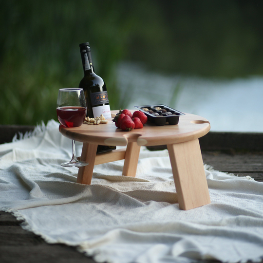 Wooden Wine Stand Bottle Folding Portable Table Outdoor