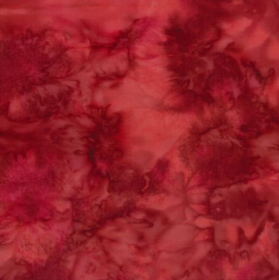 Batik - Red Velvet Blender Dyed By Hand in Bali From Hoffman Fabrics Watercolor Collection - 100% Quilt Shop Cotton