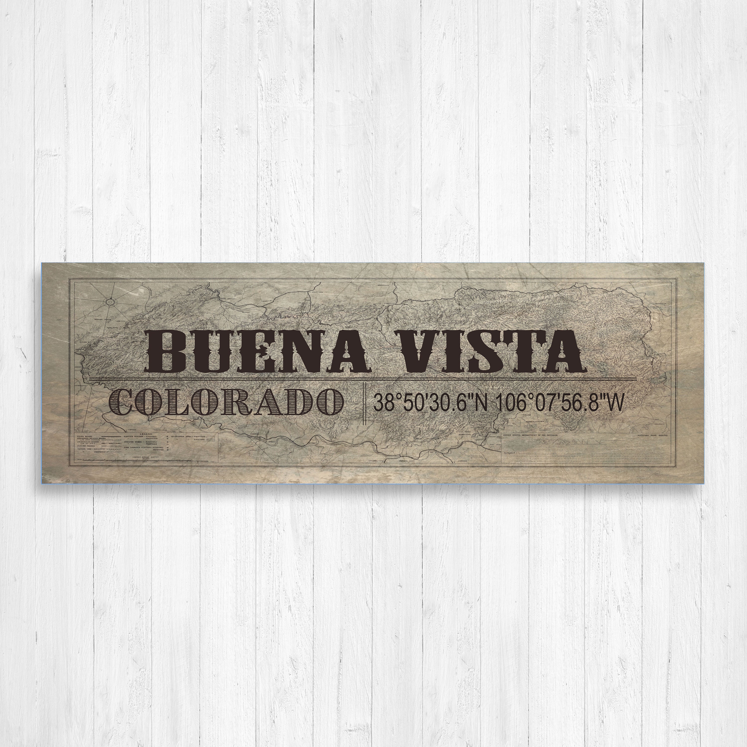 Buena Vista Colorado, Travel Location Print, Wall Decor, Canvas Art, Colorado Gps Coordinates