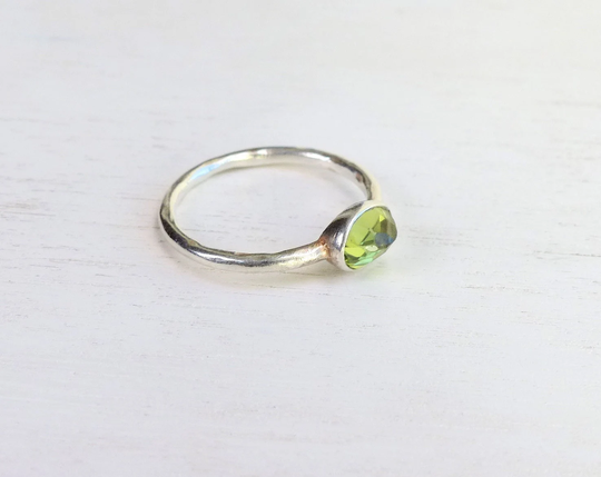 Vintage Sterling Silver Ring With Green Stone Size 6.5 Minimalist Stacking Stackable Ring Vintage Scandinavian Jewelry