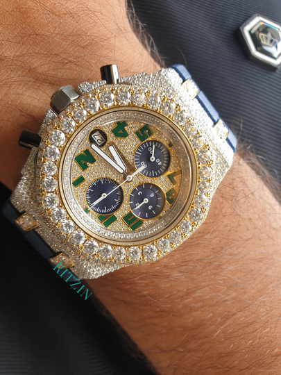Full Iced Out Lab Grown Diamond Watches For Men, Watch, Silicon Band All Chronology Working 42mm Men Watch