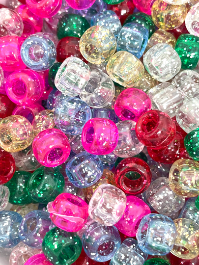 Sparkle Kandi Beads, Glitter Pony Bead Soup, Mix For Bracelet, Barrel Set