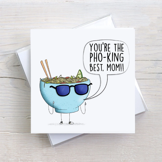 Pho Card, Funny Mothers Day Cards, Pun Gift, Ramen Pho, Food Card