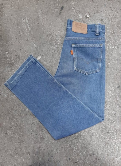 Rare Vintage Kid's Orange Tab Straight Leg Levis Denim Jeans Made in U.s.a Sz. 14