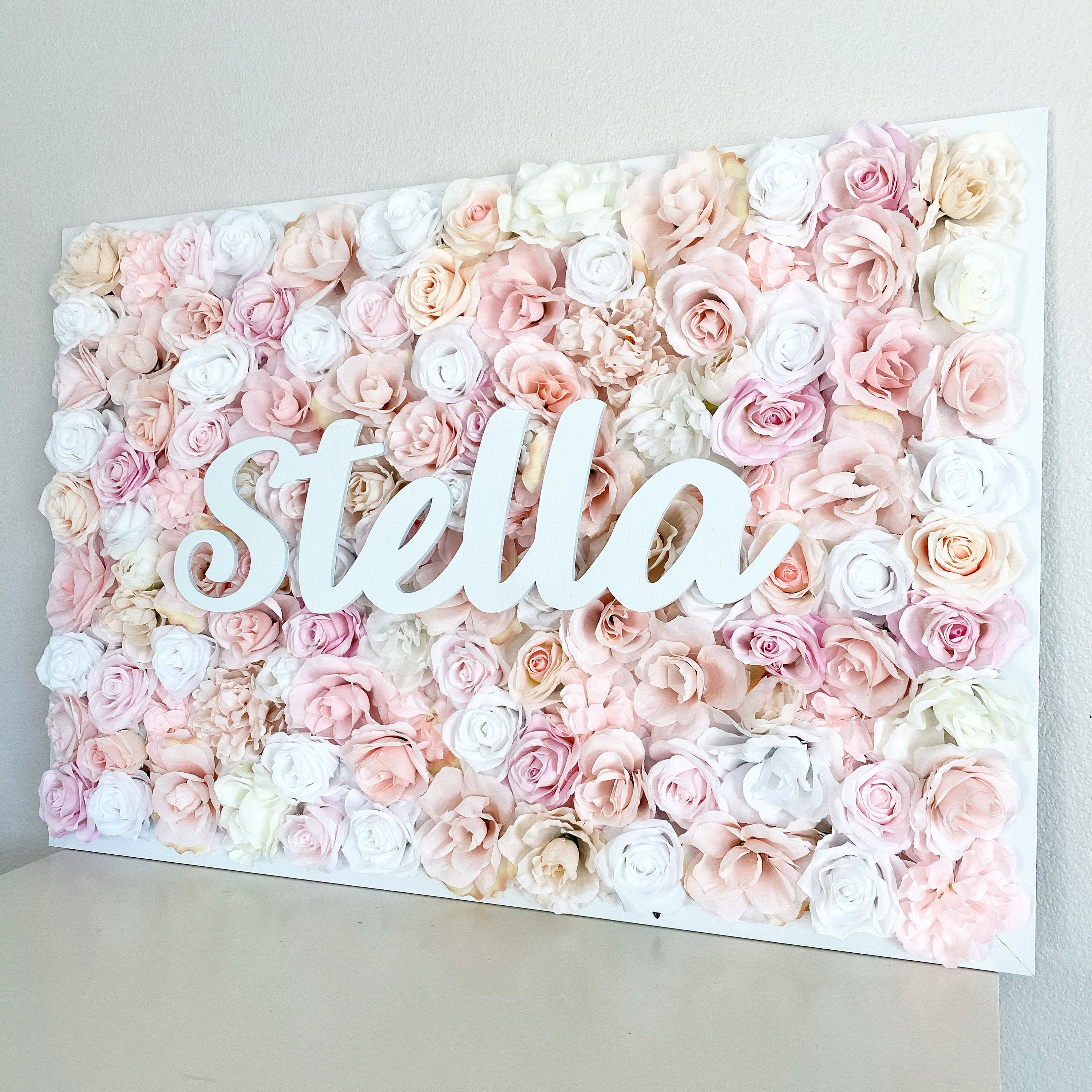 Baby Girl Nursery Decor Wall Art Name Sign, Sign For Girl, Flower Decor, Panel, Floral