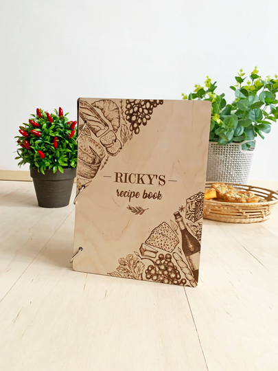 Personalized Recipe Book, Wooden Cookbook, Binder Cook Book Journal, Christmas Gift For Mom, Daughter, Husband, Wife, Anniversary Gift
