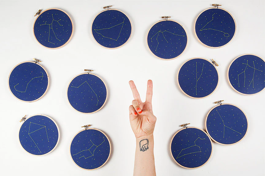 Any Two Zodiac Embroidery Kit - Diy Constellation Embroidery Kit