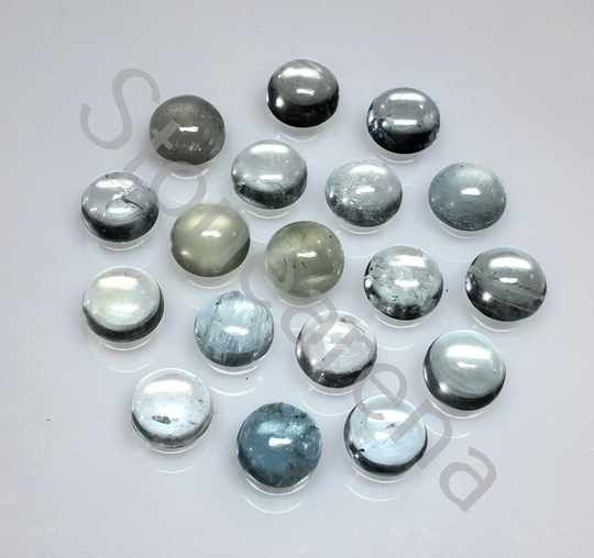 Loose Aquamarine Round Cabochon Lot, 9x9 Mm, Natural Smooth Cabochon, 27 Cts, Gemstone, 10 Psc