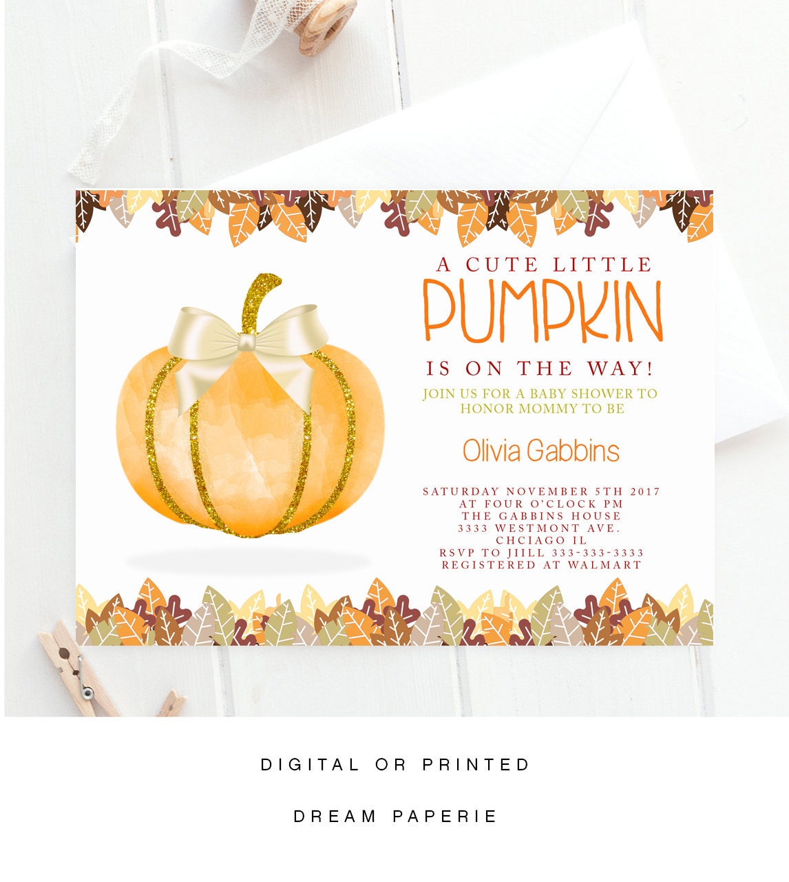 Pumpkin Baby Shower Invitation, Pink Pumpkin Fall Invitation, Pumpkin Little Invitation #11