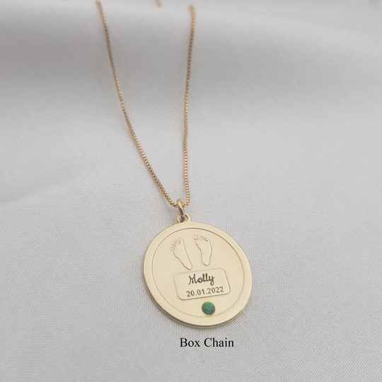 Personalized Necklace For Mom New With Birthstone Baby Name Birth Date Footprint Mother Gif