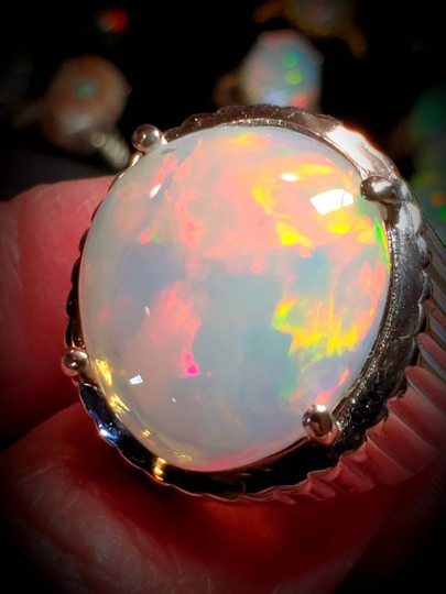 Men's Ring, Opal Statement Opal, White Pink