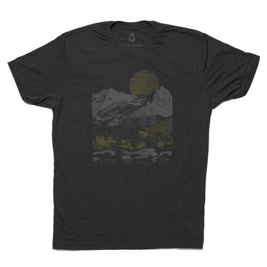 Men's Tri-Blend Graphic Tee - Mountain Duotone Men's/Unisex T-Shirt | Tri-Black Unique