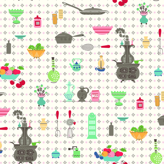 Cook Book Wallpaper Fabric By Lori Holt Of Bee in My Bonnet For Riley Blake Designs
