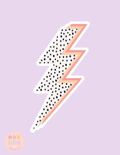 Lightning Bolt Vinyl Sticker | Polka Dot Spotted Vsco Waterproof Laptop & Water Bottle Free Shipping