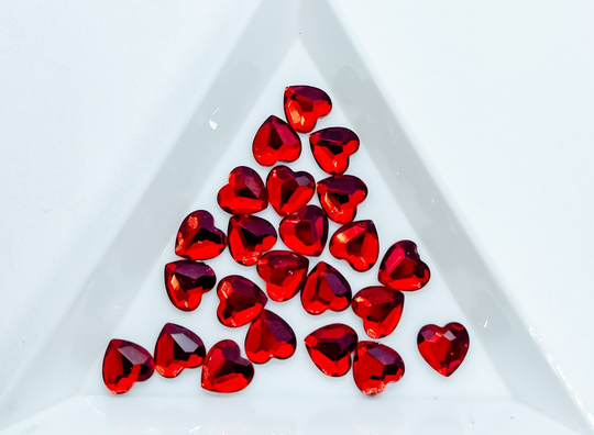 6.5mm Siam Red Heart Shape Shaped Flatback Flat Back Rhinestone Rhinestones Nail Art Ships From Usa