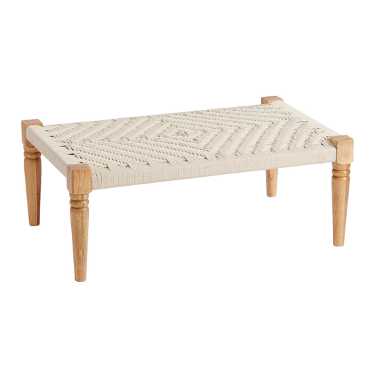 CRAFT Handwoven Ivory Rope and Wood Malaki Bench by World Market