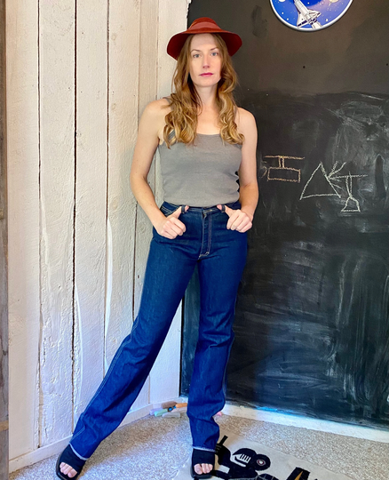 Vintage 80S Deadstock Dark Navy Blue High Rise Jeans By Oscar De La Renta Size 29W X 37L