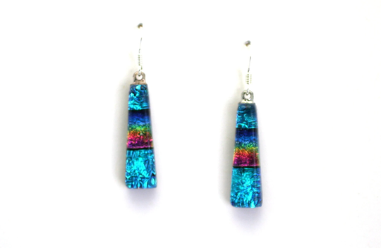 Dichroic Fused Glass Earrings. Handmade On Maui Hawaii