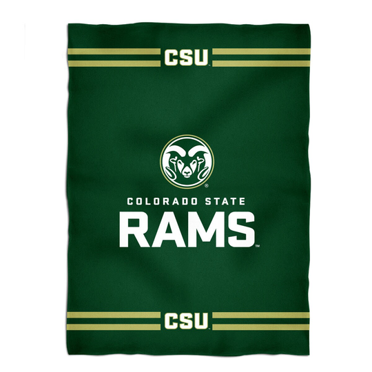 Colorado State Rams Csu Vive La Fete Game Day Soft Premium Fleece Green Throw Blanket 40" X 58" Logo & Stripes